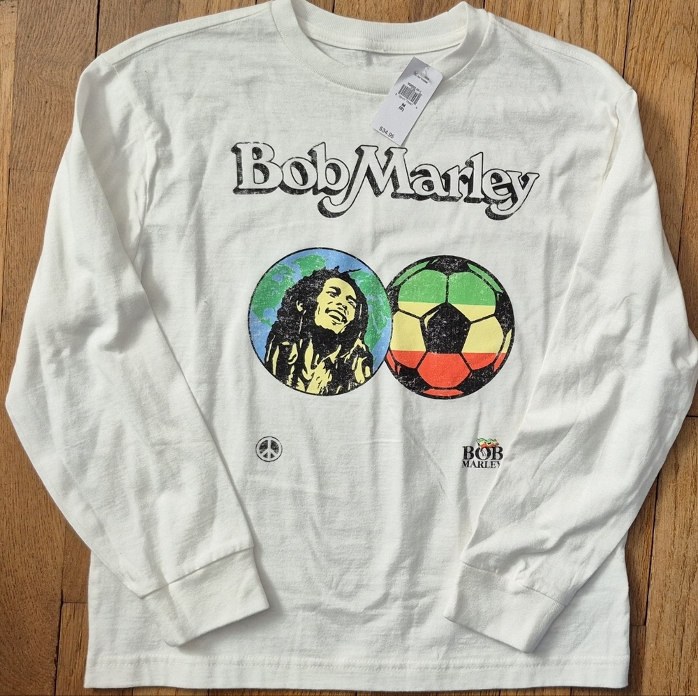 GAP Kids Bob Marley Soccer Futbol Long Sleeve Tee 8 Planet Peace Spring Winter